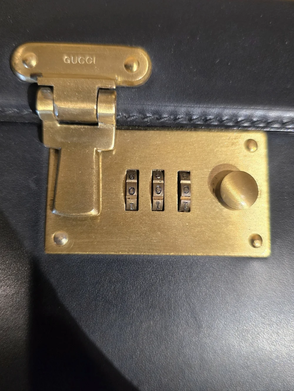 GUCCI Vintage Briefcase Classic Black Leather Sleek Trunk Business Bag Unisex - Picture 8 of 12